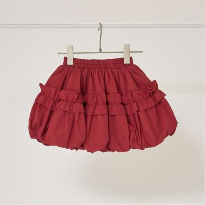 Frilled Balloon Skirt,Deep red, medium image number 12