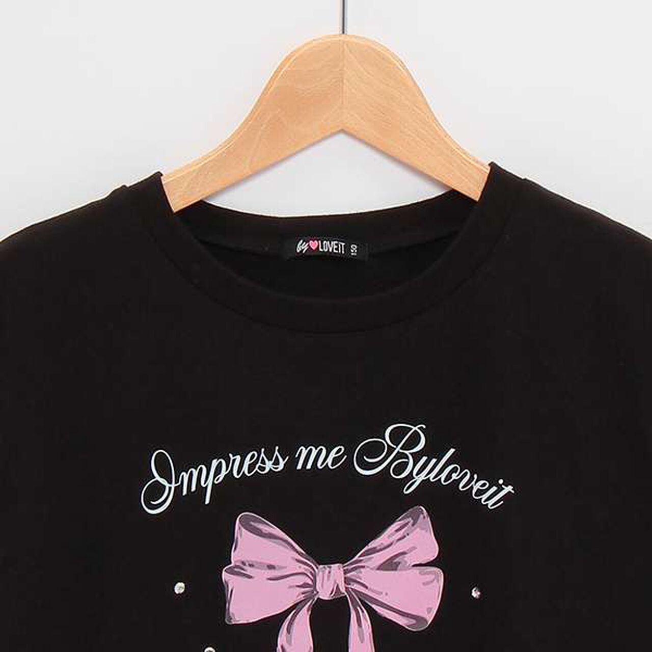 [Web Exclusive] Sparkling Jewel Ribbon T-Shirt,Black, large image number 2