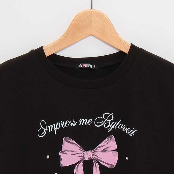 [Web Exclusive] Sparkling Jewel Ribbon T-Shirt,Black, medium image number 2