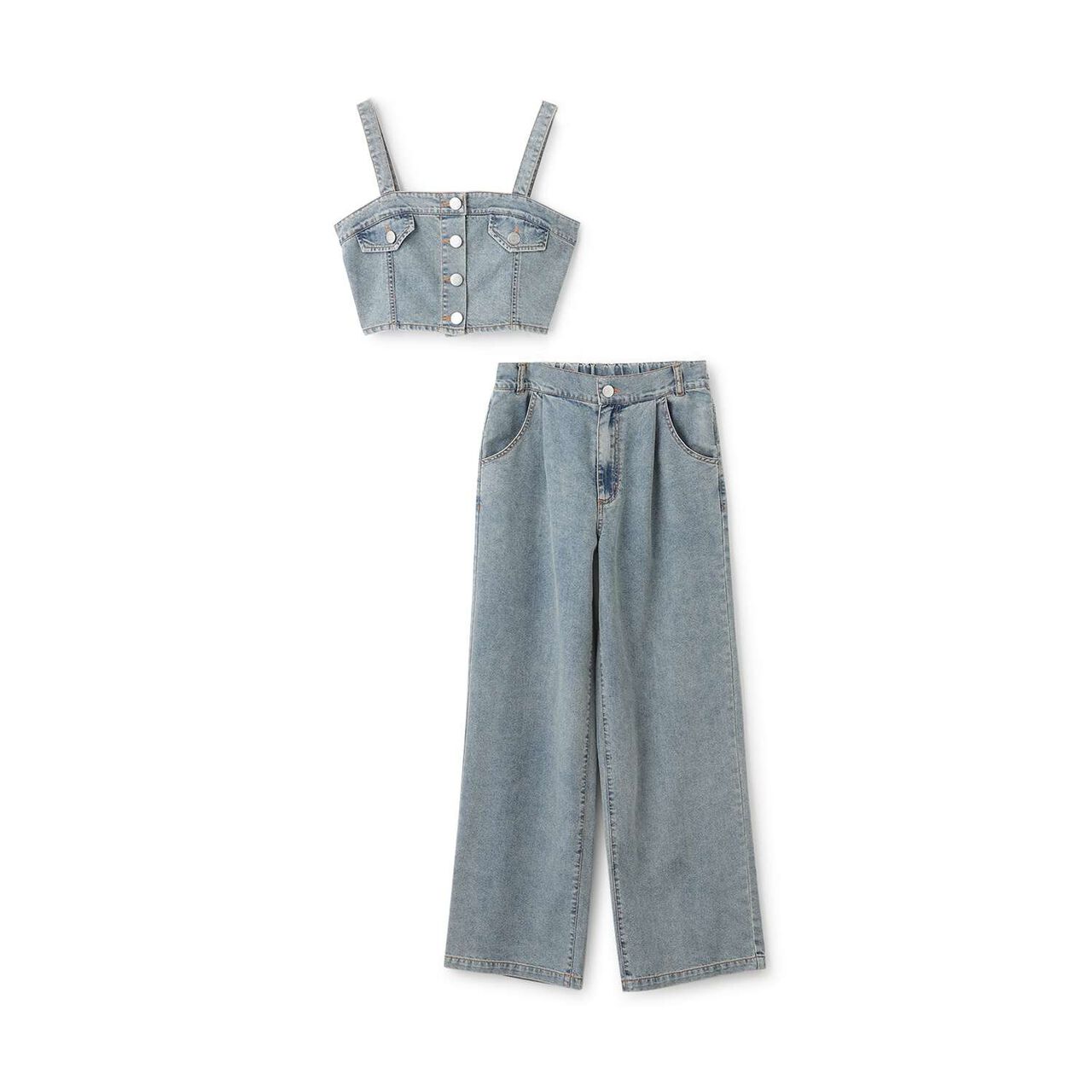 [LTXC / Cool Touch] Denim Pants and Bustier Set,Gray, large image number 10
