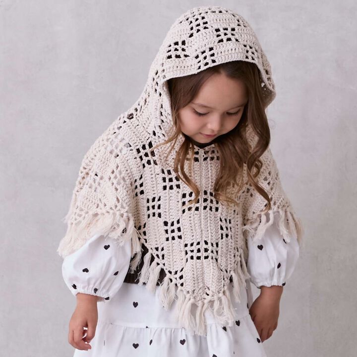 Black Crochet Poncho,Mocha tea, medium image number 2