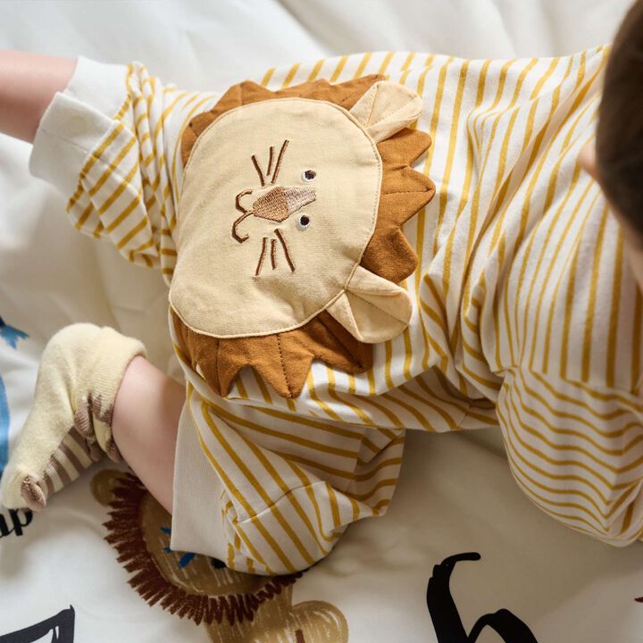 Animal Stripe 2-Way Romper,Yellow green, medium image number 15