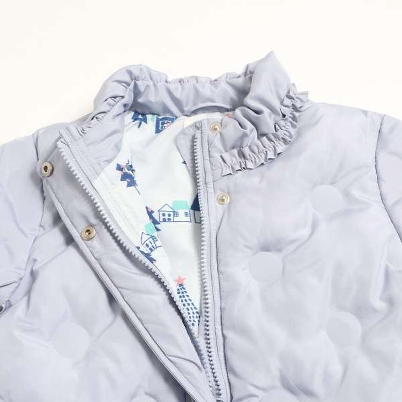 KP Polka Dot Embossed Padded Coat (90-130),Blue gray, large image number 4