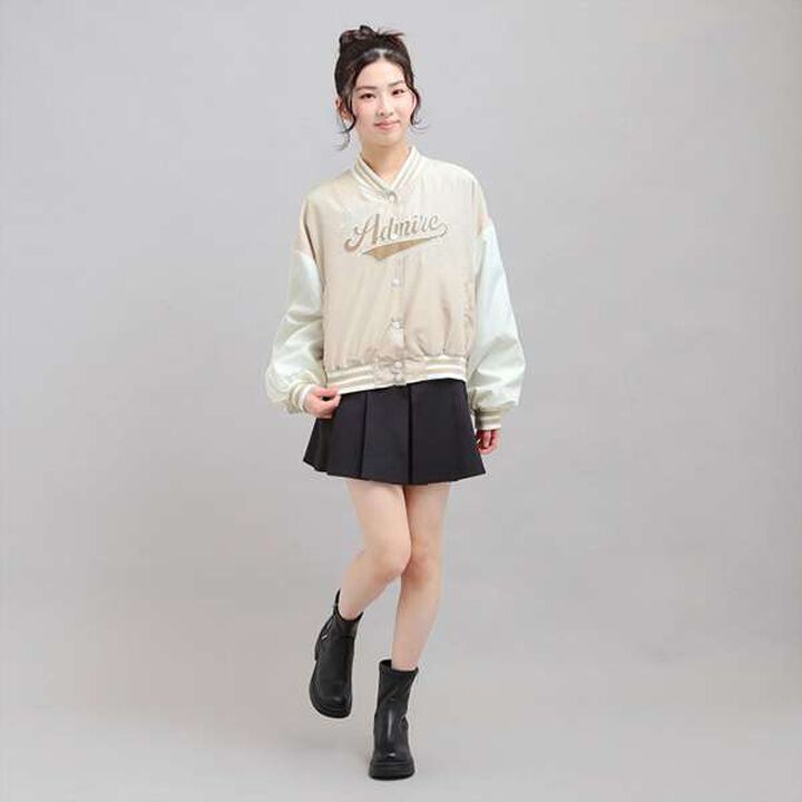 Cheer Logo Appliqu&eacute; Varsity Jacket,Gray, medium image number 20