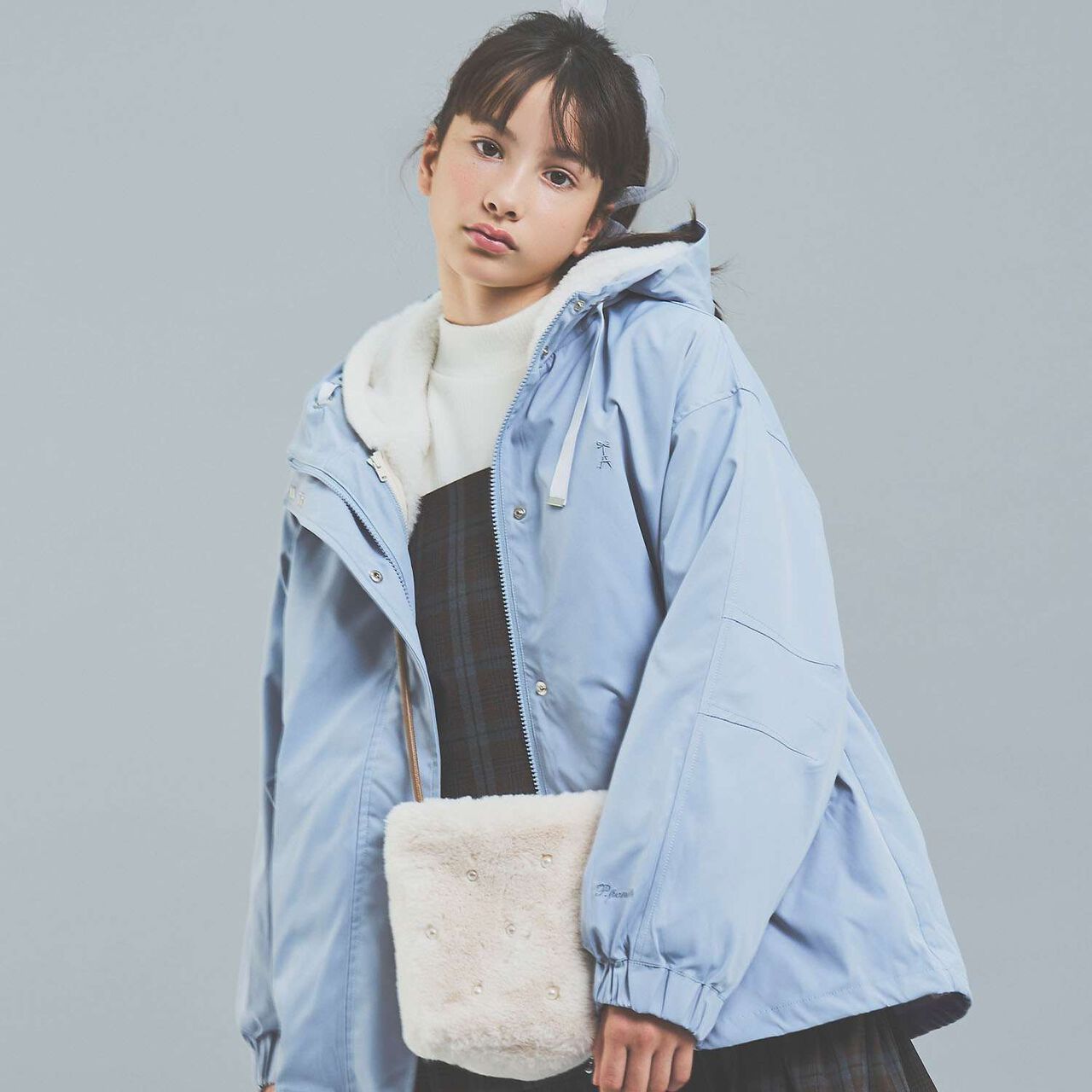 Faux Fur Mini Shoulder Bag,Ivory, large image number 0