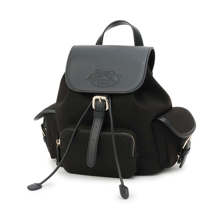 Canvas & Faux Leather Mini Backpack,Black, medium image number 0