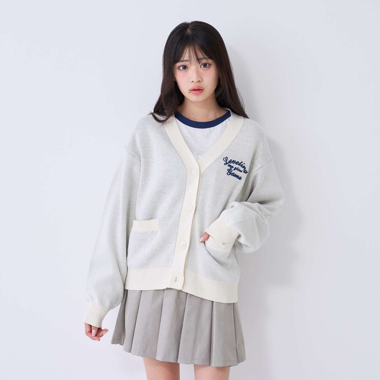 [Washable/Anti-Static] Imakore Sweat-Like Knit Cardigan,Ivory, large image number 3