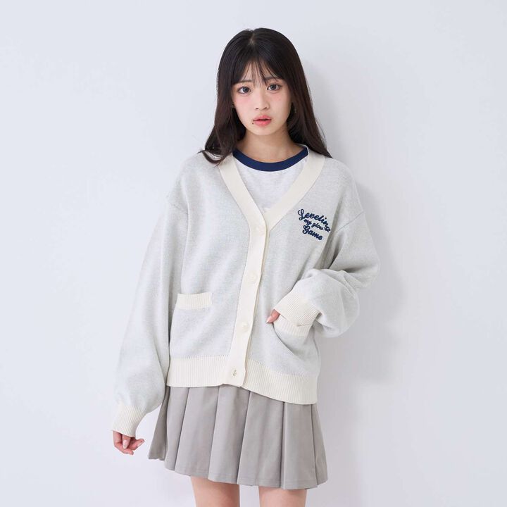 [Washable/Anti-Static] Imakore Sweat-Like Knit Cardigan,Ivory, medium image number 3