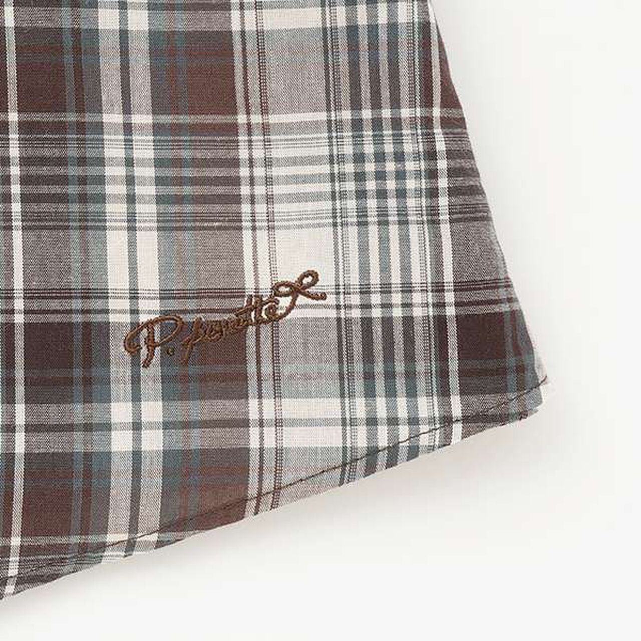 Shirt-Wrapped Checkered Culottes,Brown, large image number 5