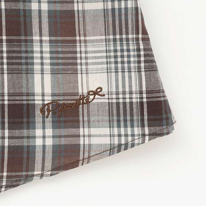 Shirt-Wrapped Checkered Culottes,Brown, medium image number 5