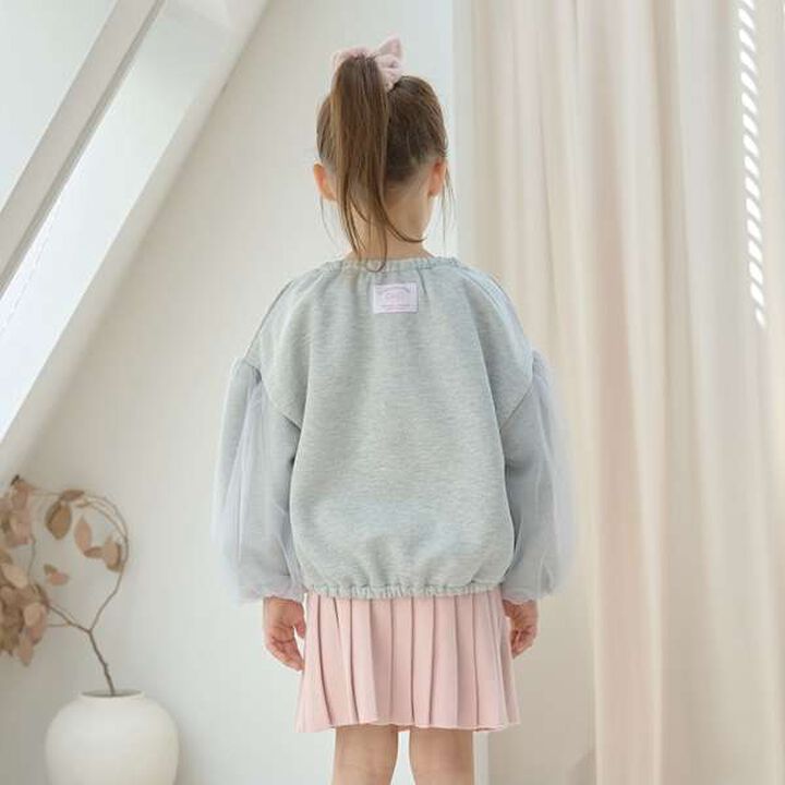 Wool Lined Tulle Sleeve Pullover,Top gray, medium image number 8