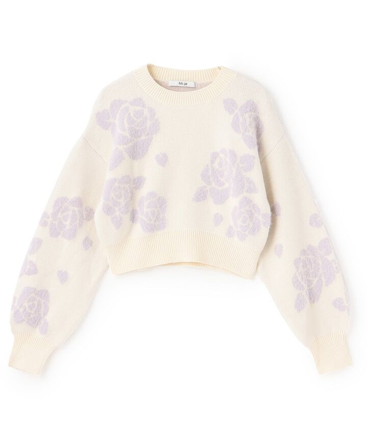 Rose Shaggy Knit [Korean Fashion],Gray, medium image number 2