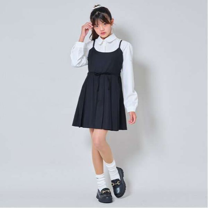 Belted Camisole One-Piece Dress,Sax blue, medium image number 4