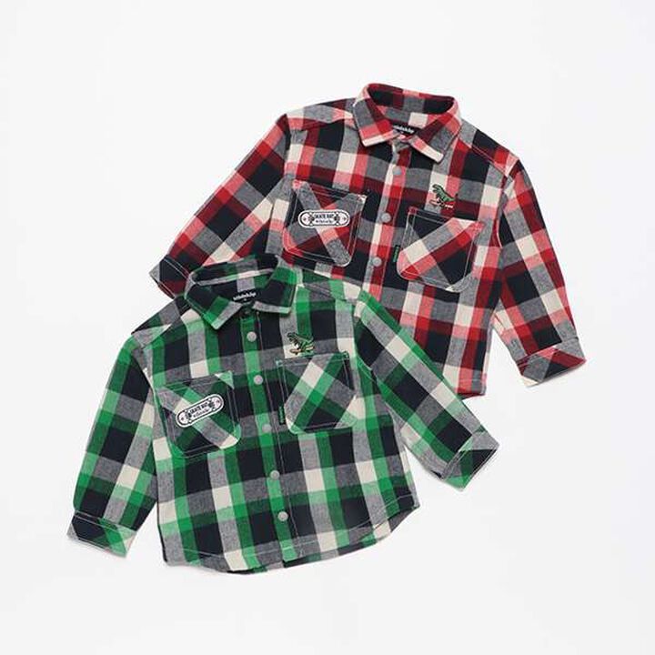 Dinosaur Check Long-Sleeve Shirt,Green, medium image number 8