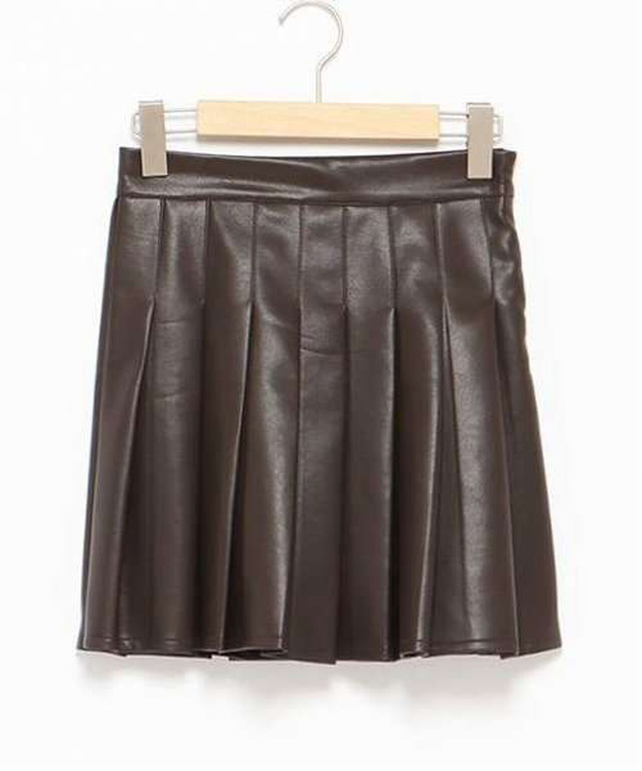 Faux Leather Pleated Skirt,Ivory, large image number 19