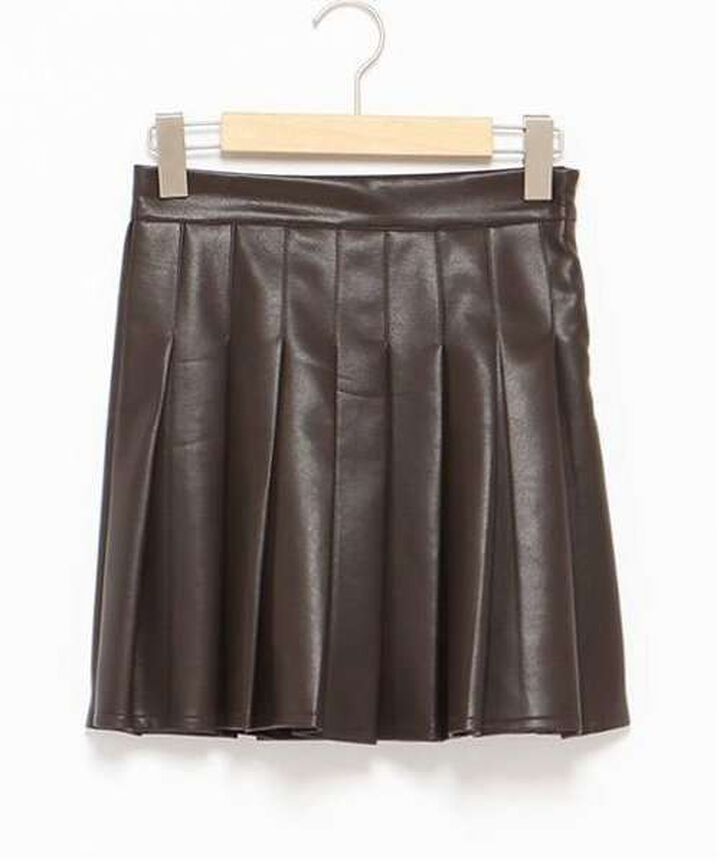 Faux Leather Pleated Skirt,Ivory, medium image number 19