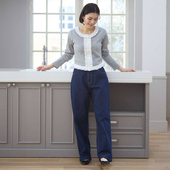 Barrel Leg Denim Pants,Navy, medium image number 2