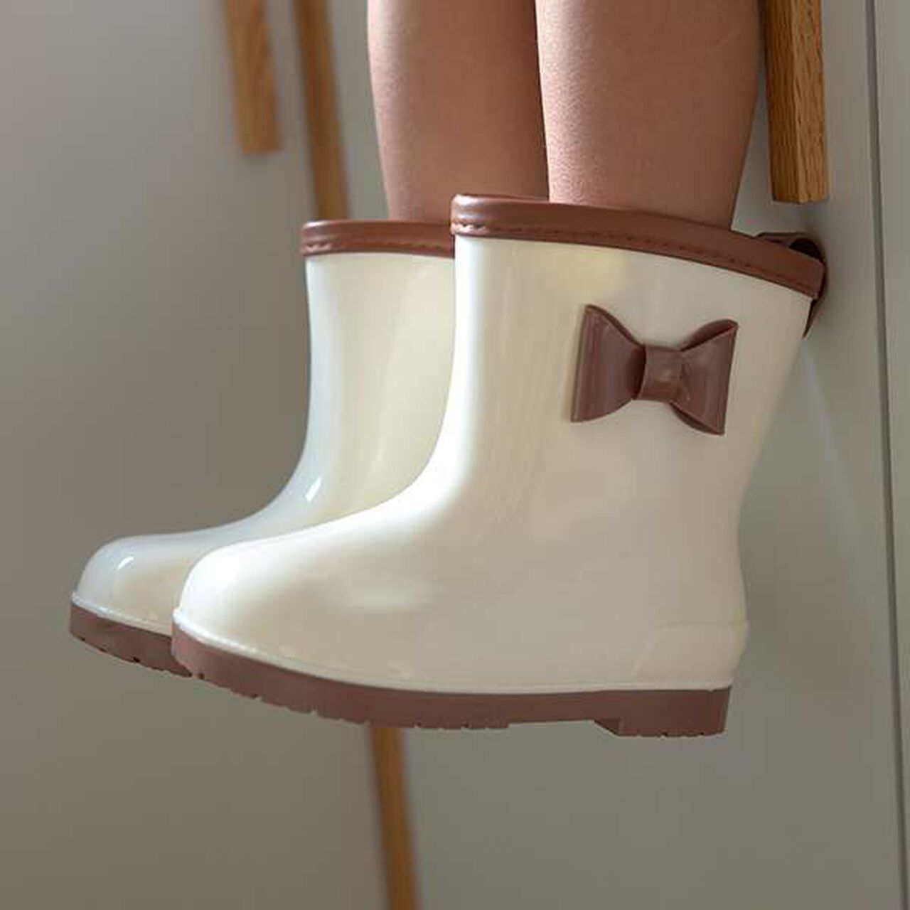 Bi-Color Rain Boots with Ribbon,Black, large image number 13