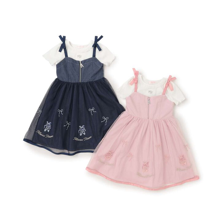 Ballet Embroidered Camisole Dress & Short-Sleeve T-Shirt Set,Pink, medium image number 2