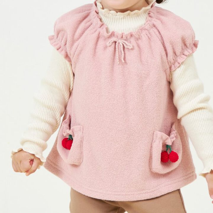 KP Cherry Motif Boucle Vest [80-120],Off white, medium image number 4