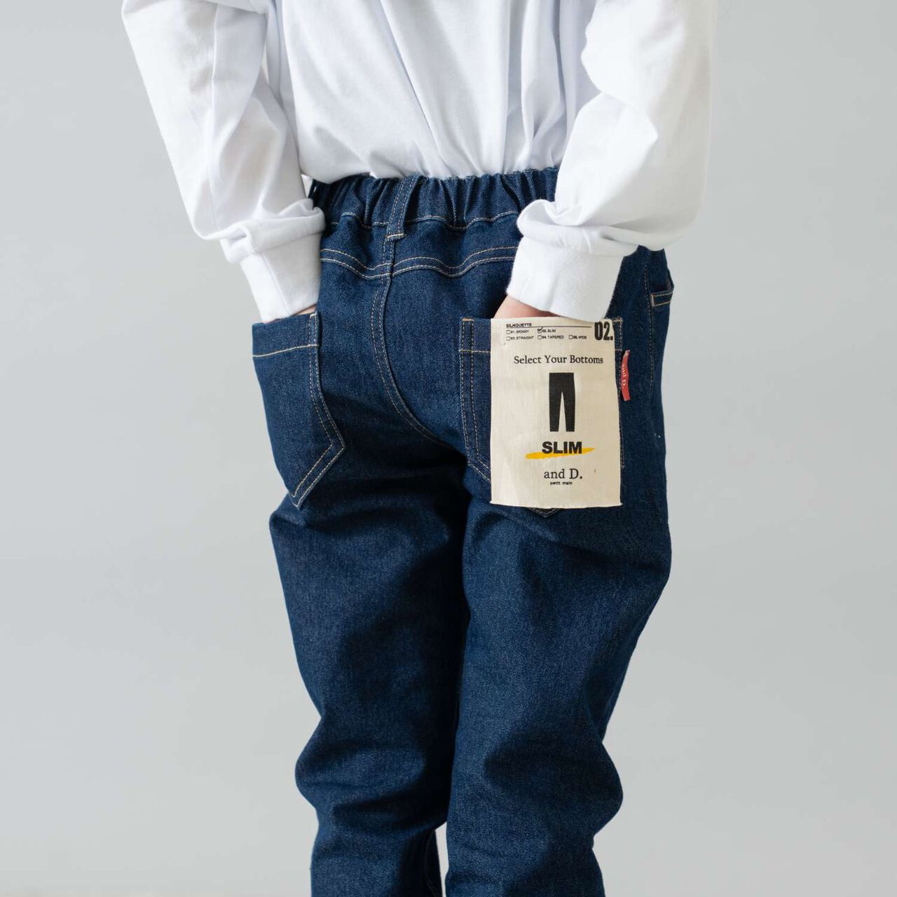 Denim Slim Straight Pants,Gray, large image number 4