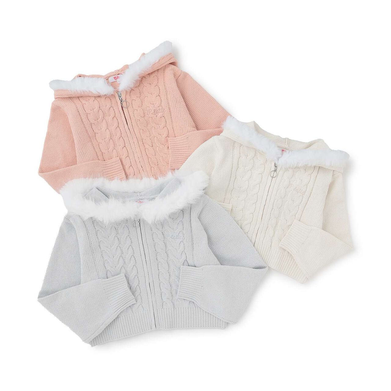 [Washable] Plush Knit Fur Zip Parka,Light pink, large image number 17