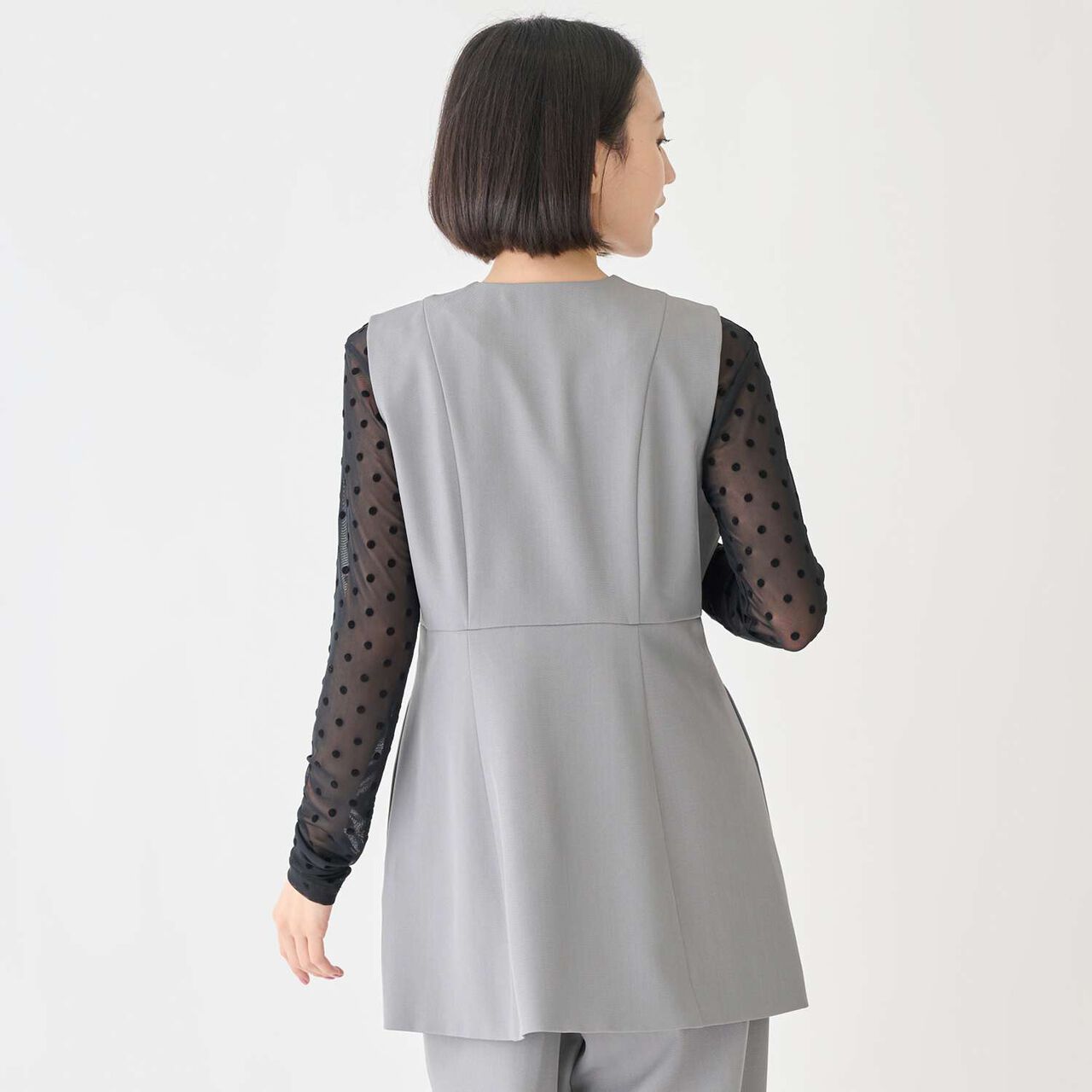 [Formal] No-Collar Gilet,Gray, large image number 5