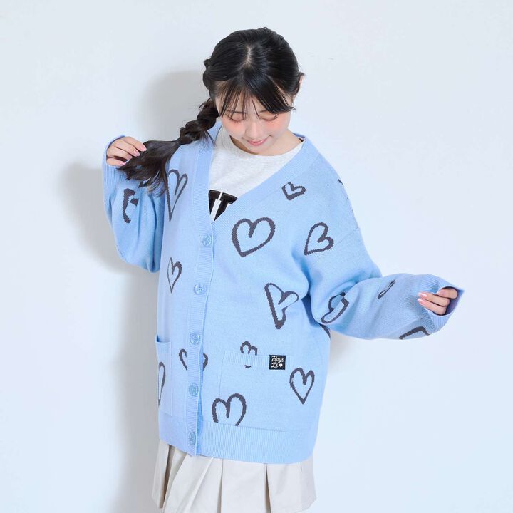 [7days/Washable] Heart Pattern Cardigan,Lavender, medium image number 5