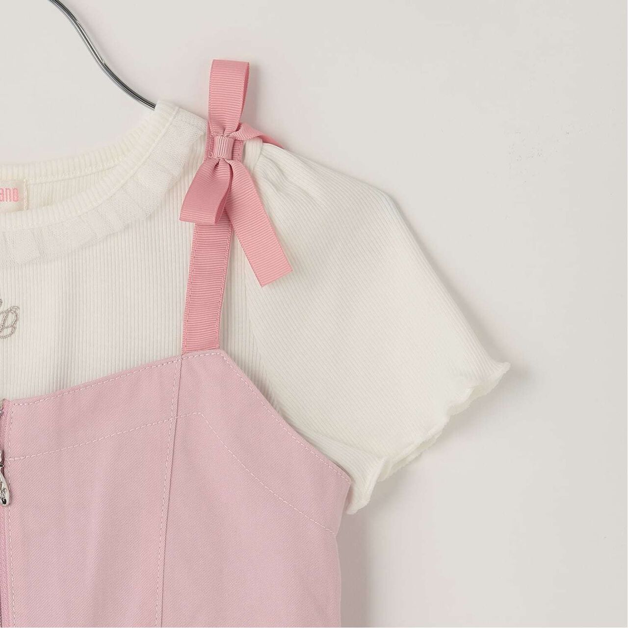 Ballet Embroidered Camisole Dress & Short-Sleeve T-Shirt Set,Pink, large image number 8