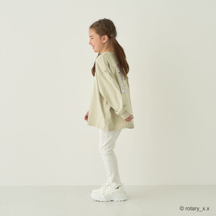 波浪邊簡約打底褲,灰米色, medium image number 1