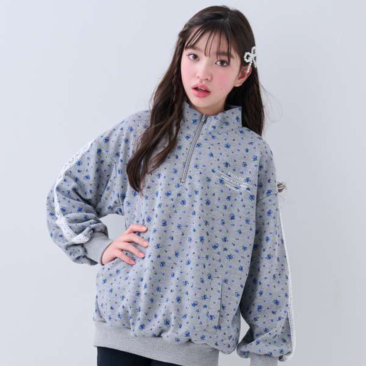 Half Zip Parka,Blue gray, large image number 13