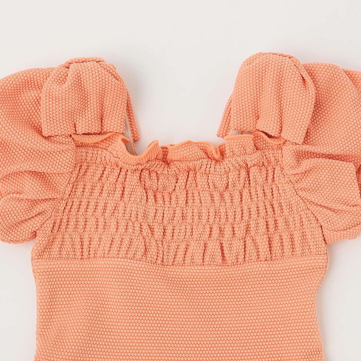 SWIM Puff Sleeve One-Piece Dress Swimsuit,Orange, medium image number 11