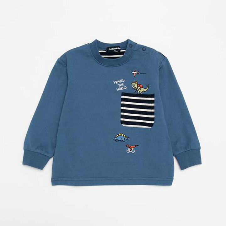 Dinosaur Long-Sleeve T-Shirt with Pocket,Mustard, medium image number 9