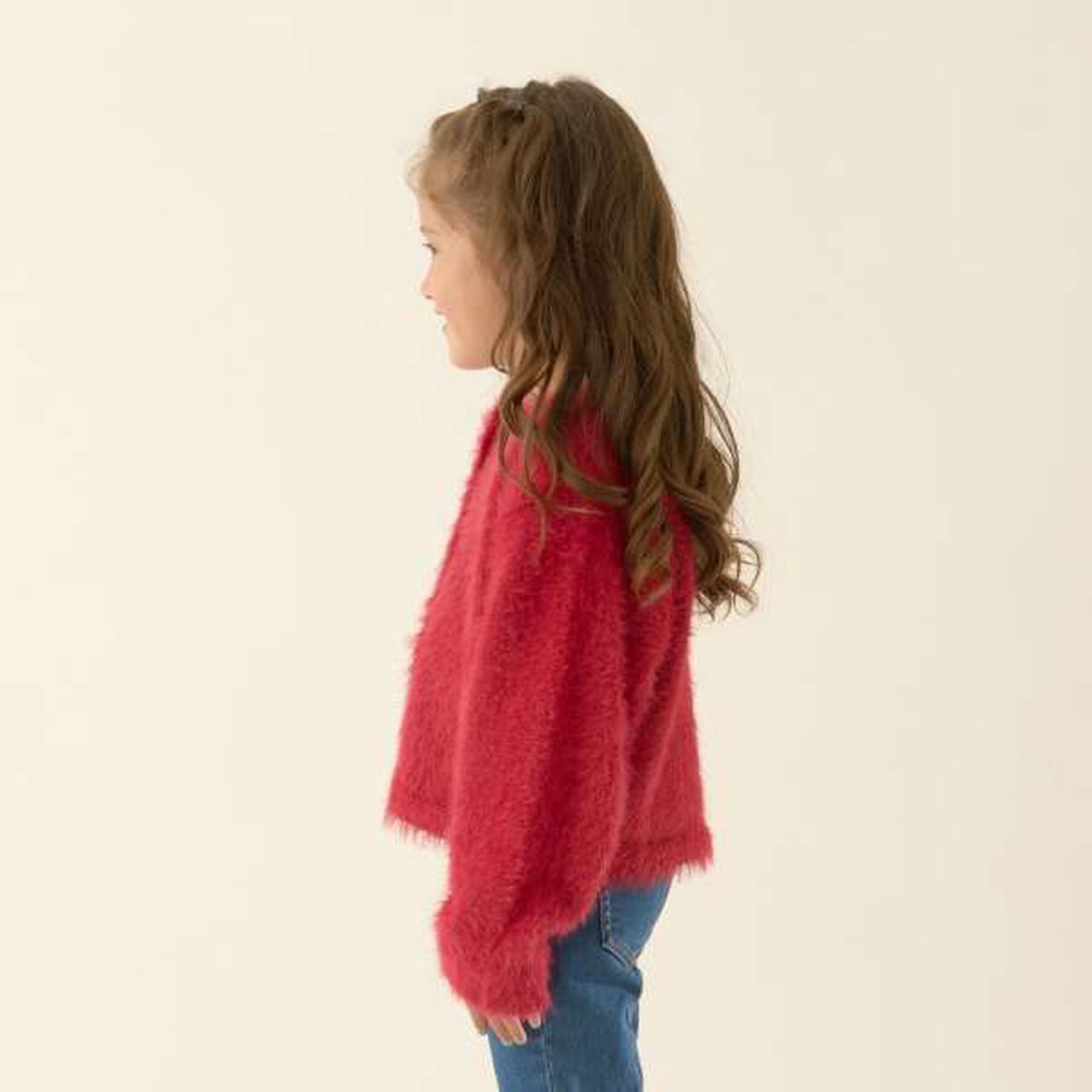 Shaggy Knit Cardigan,Red, large image number 18