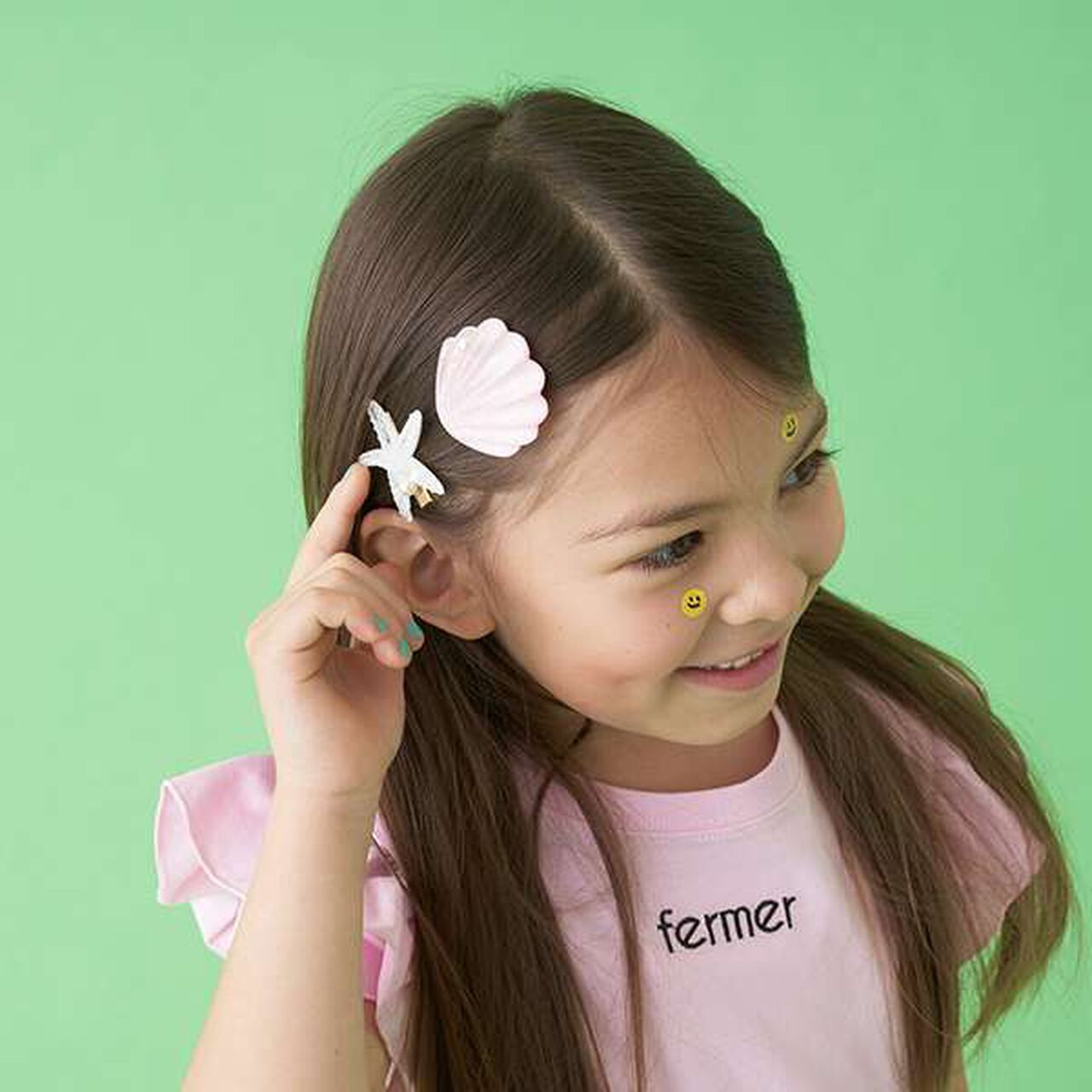 [Restock] Pearl-Accented Sparkling Shell Hair Clip 2-Piece Set,Lemon yellow, large image number 9