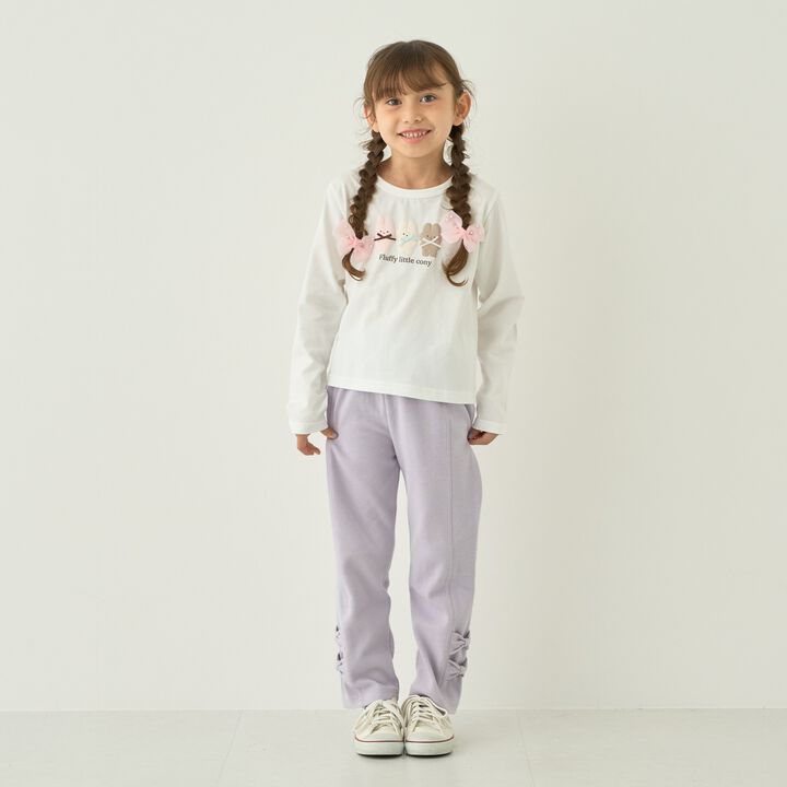 [Muteki T] Cotton 100% Stain-Resistant UV Quick-Dry Puffed Print Ribbon T-Shirt for Girls Kids,Blue gray, medium image number 1