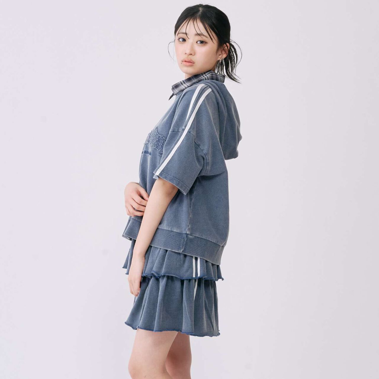 [LTXC] 100% Cotton Pigment-Dyed Tiered Outfit Set,Navy, large image number 3