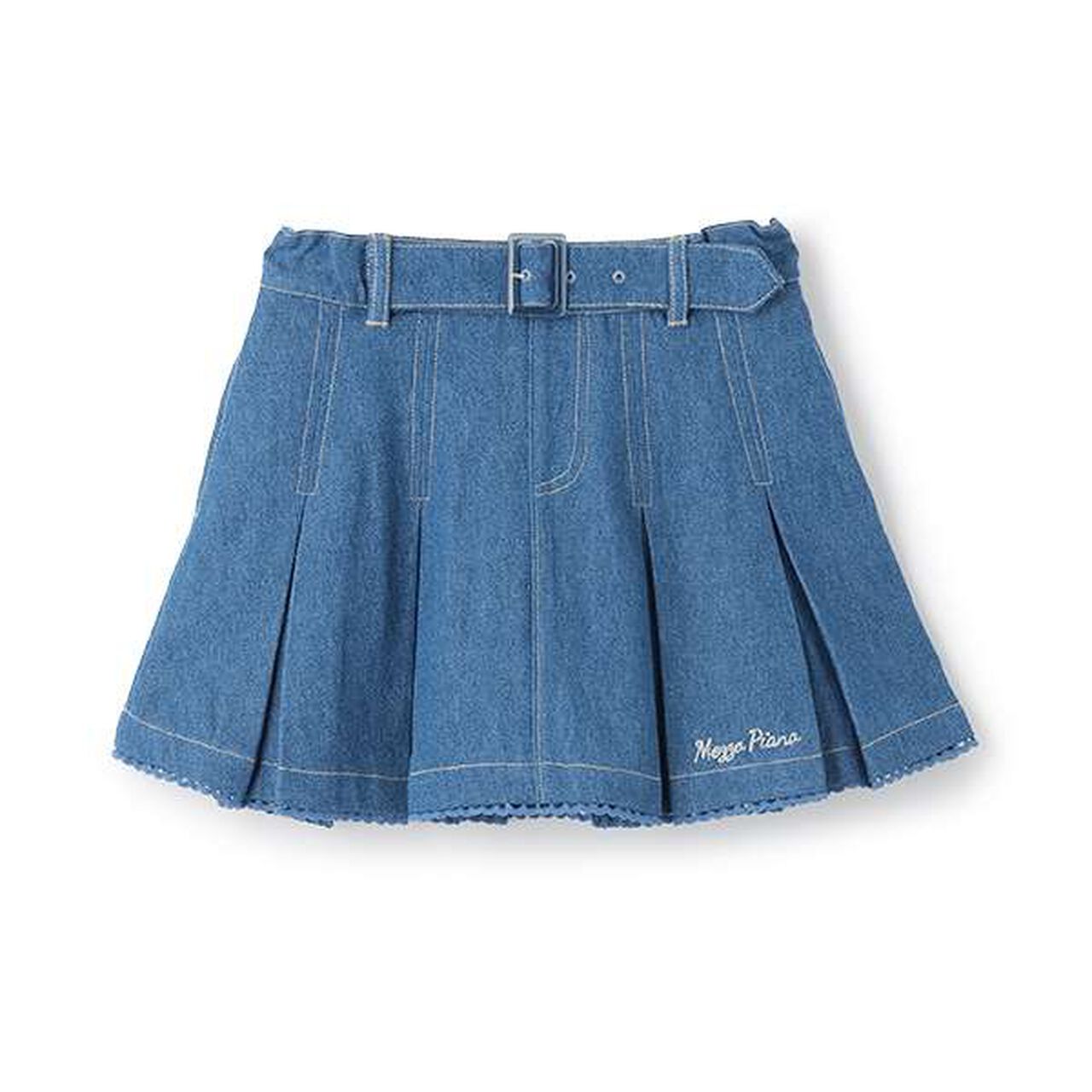 Wide Belt Box Pleats Skirt with Shorts,Mint, large image number 11