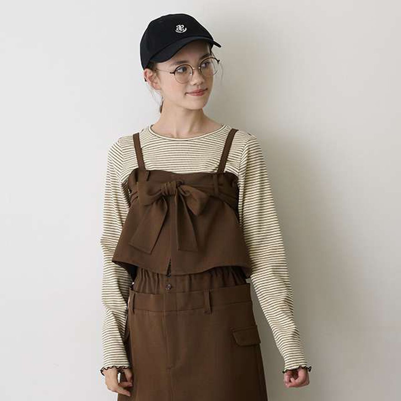 [AMI] Ribbon Bustier Long T-Shirt Set,Charcoal gray, large image number 7