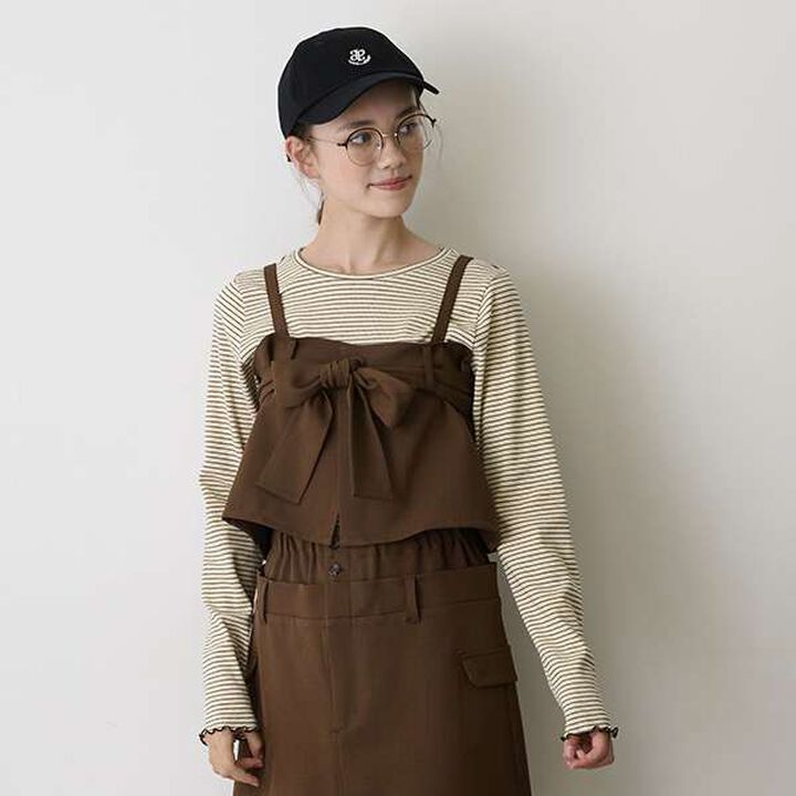 [AMI] Ribbon Bustier Long T-Shirt Set,Charcoal gray, medium image number 7