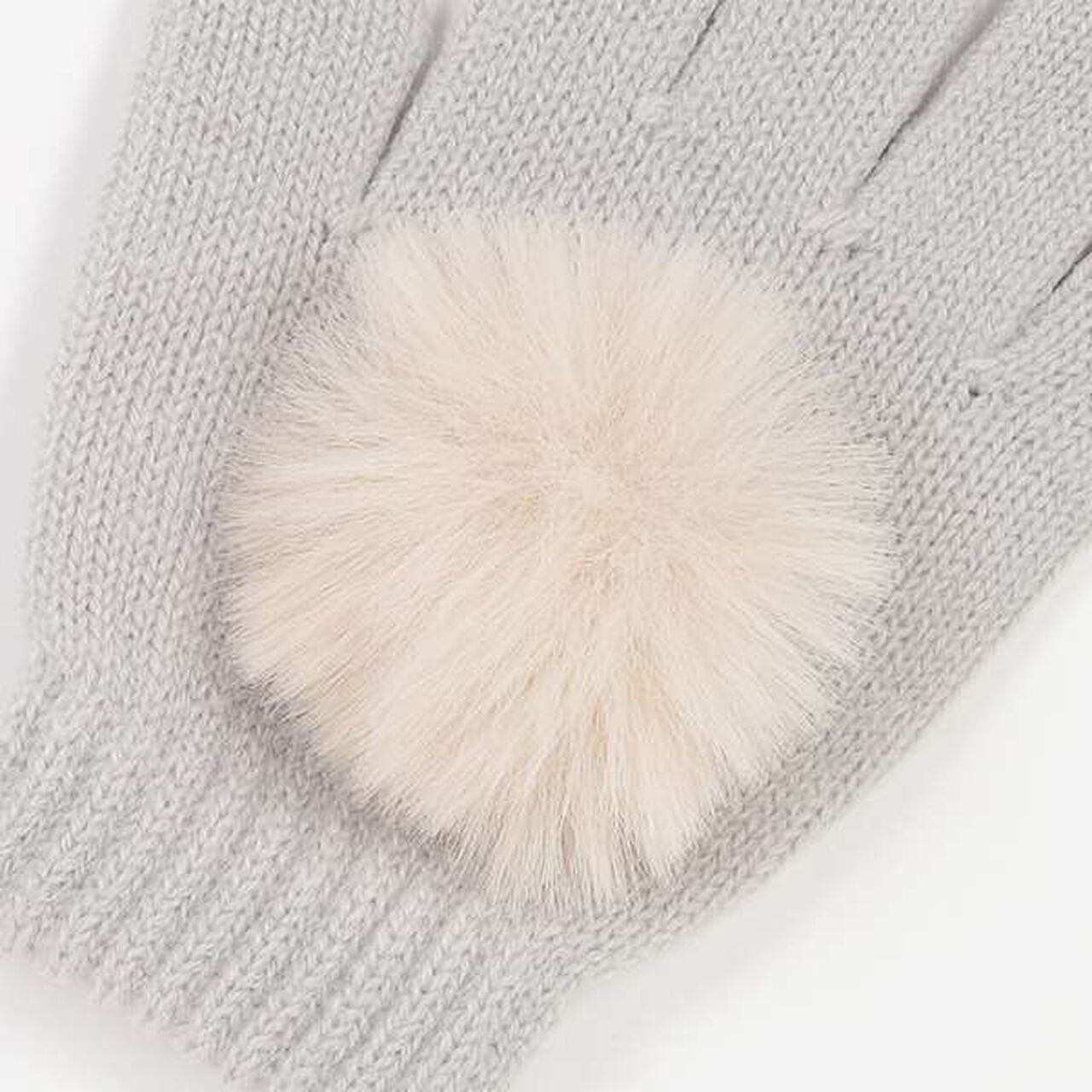 Faux Pom-Pom Gloves,Light gray, large image number 1