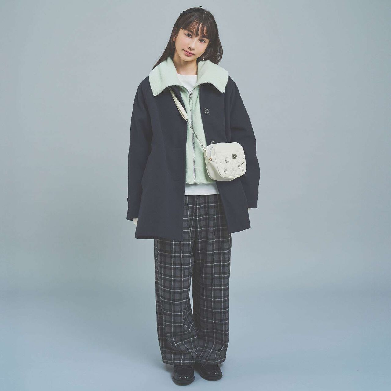 Quilted Motif Mini Shoulder Bag,Off white, large image number 12