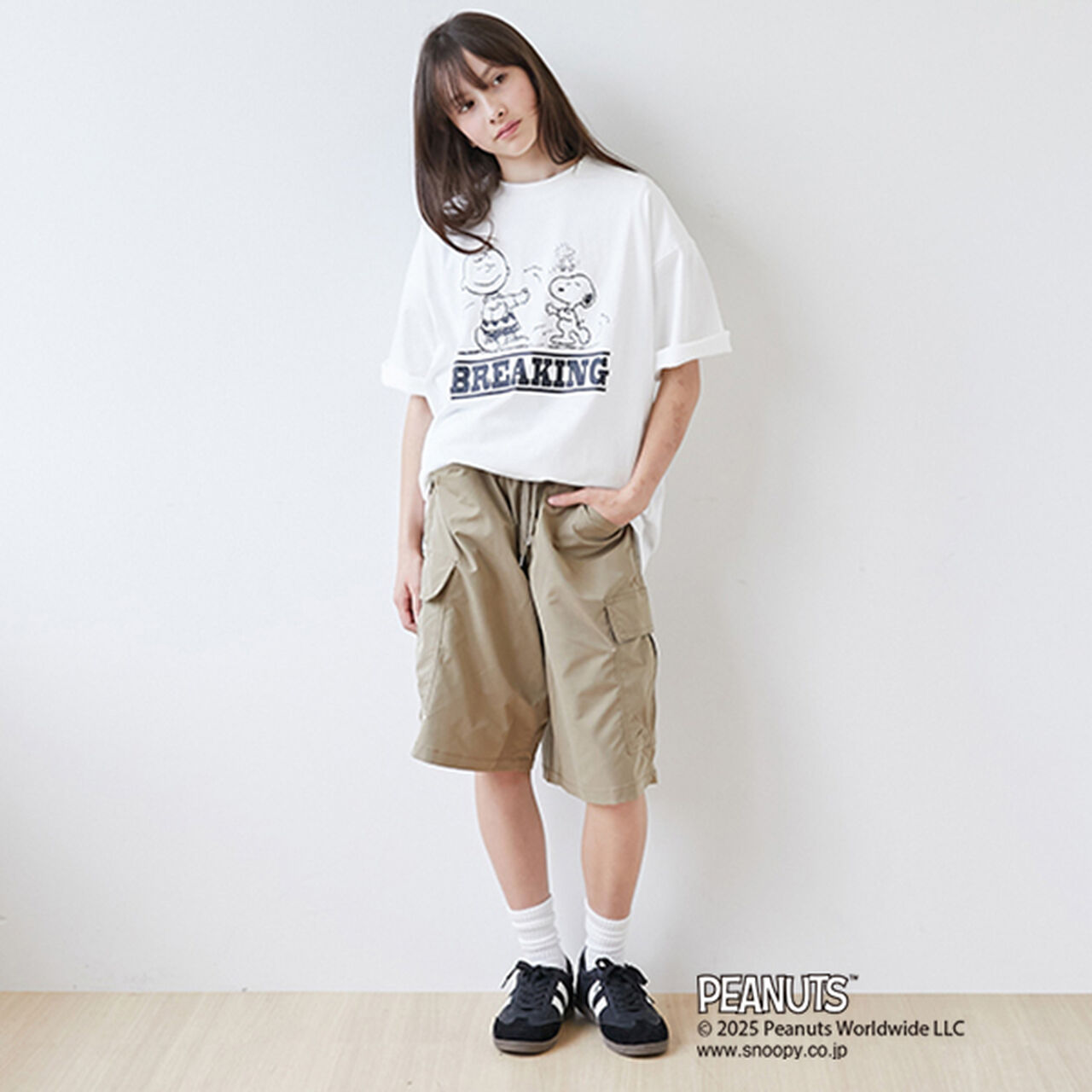 [GLSW.] [PEANUTS] Peanuts Breaking Front Print T-Shirt,Blue, large image number 1