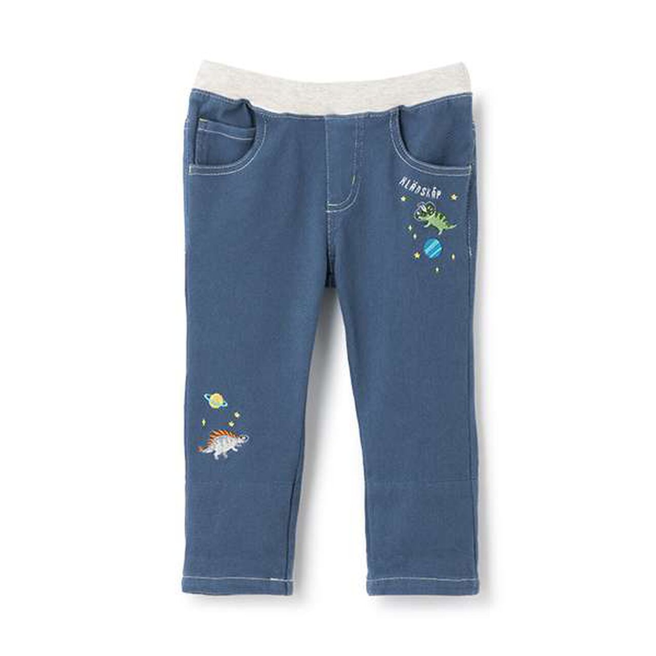 Space Dinosaur Long-Length Straight Pants,Blue, large image number 0