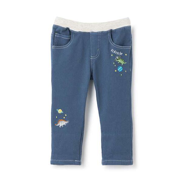 Space Dinosaur Long-Length Straight Pants,Blue, medium image number 0