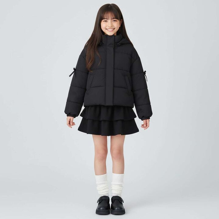 [Milky Coast] Sleeve Ribbon Padded Blouson,Black, medium image number 15