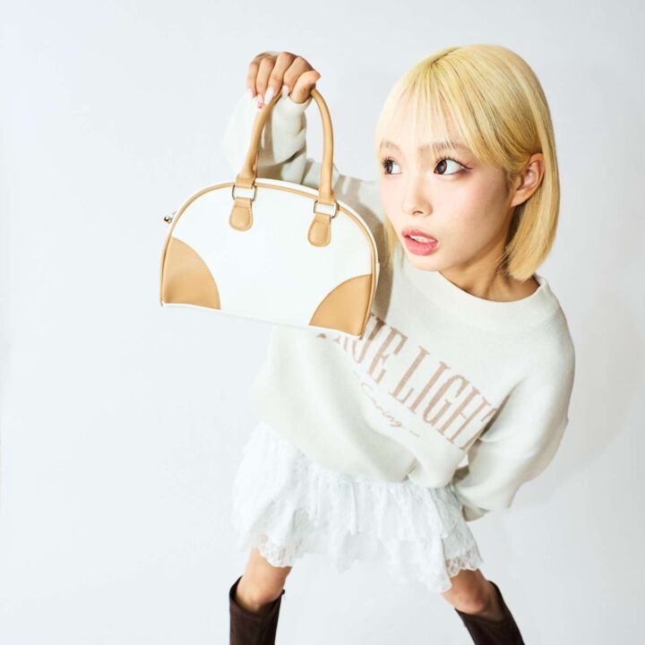 [LTXC] Embossed Mini Handle Boston Bag,, medium