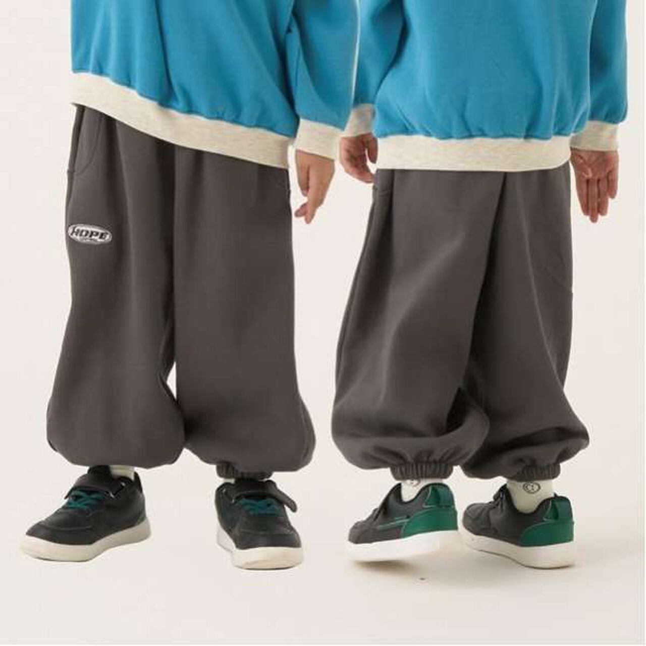 Cozy Fleece Color Block Sweatpants with Panels,Charcoal gray, large image number 0
