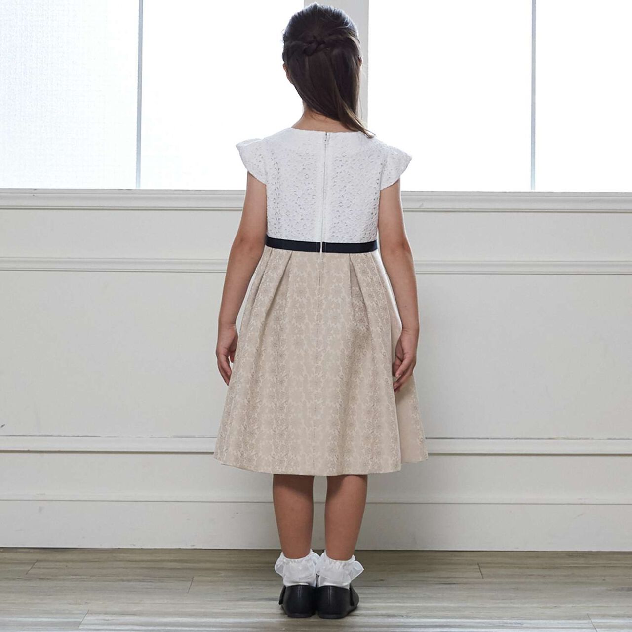 [Formal] Jacquard Ribbon OP + Collared JK Set,Beige, large image number 6