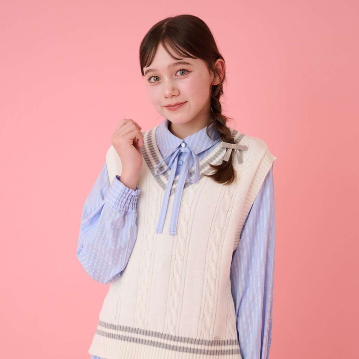 Knit Vest & Shirt Dress Set,Sax blue, medium image number 17